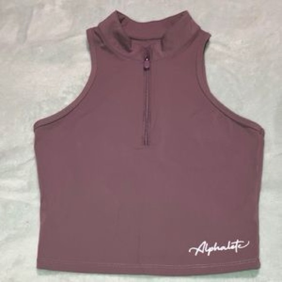 Alphalete Pulse Zip workout Tank Vest Cropped - Picture 2 of 3